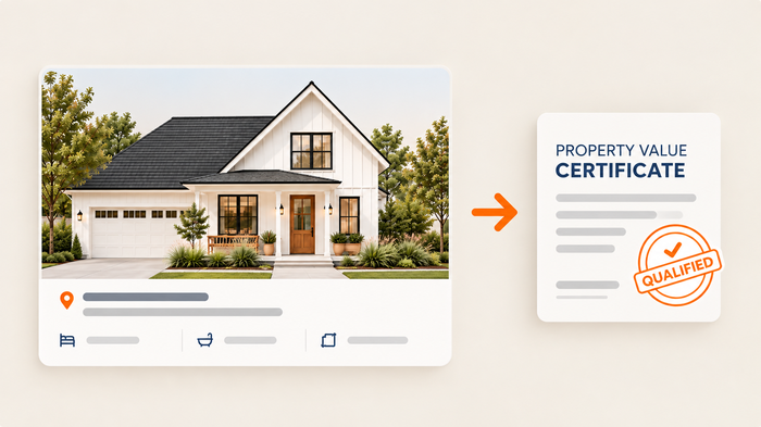 An address form for a listing becomes a Property Value Certificate with the Qualified stamp